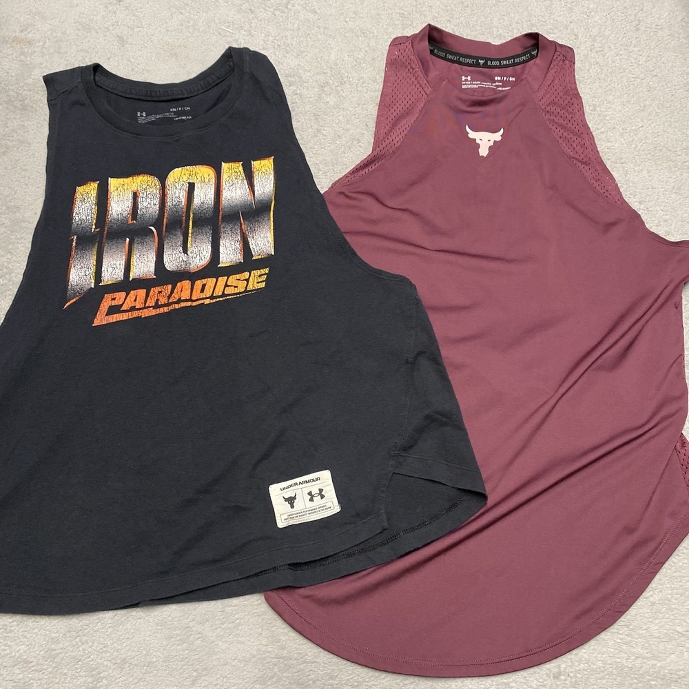 Under Armour Project Rock Tank Top Womens Small Bundle Lot Of 2 Iron Paradise